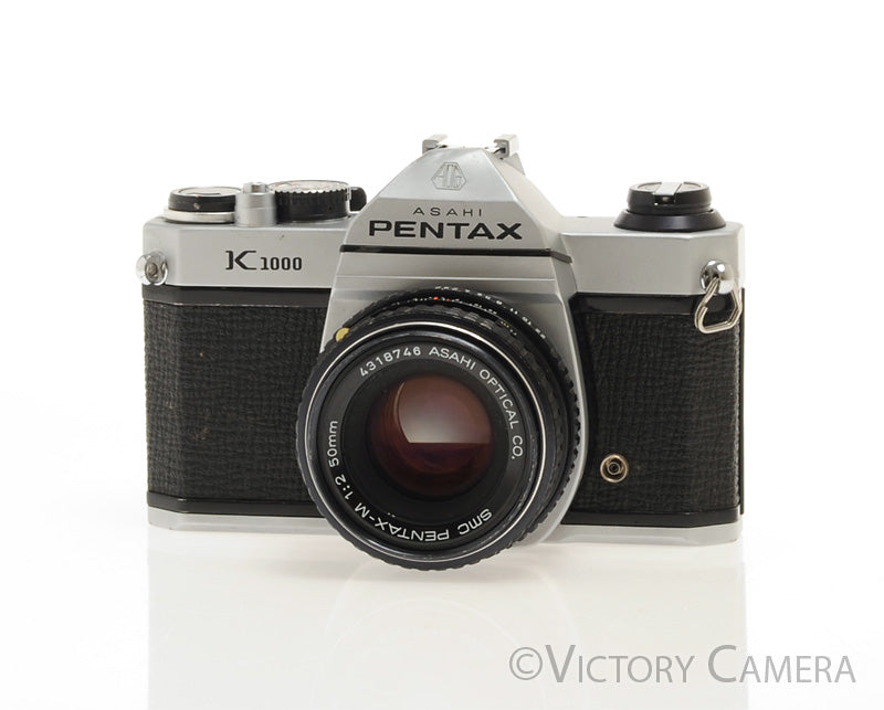 Pentax K1000 Chrome 35mm Film Camera w/ 50mm f2 Lens [EXC-]