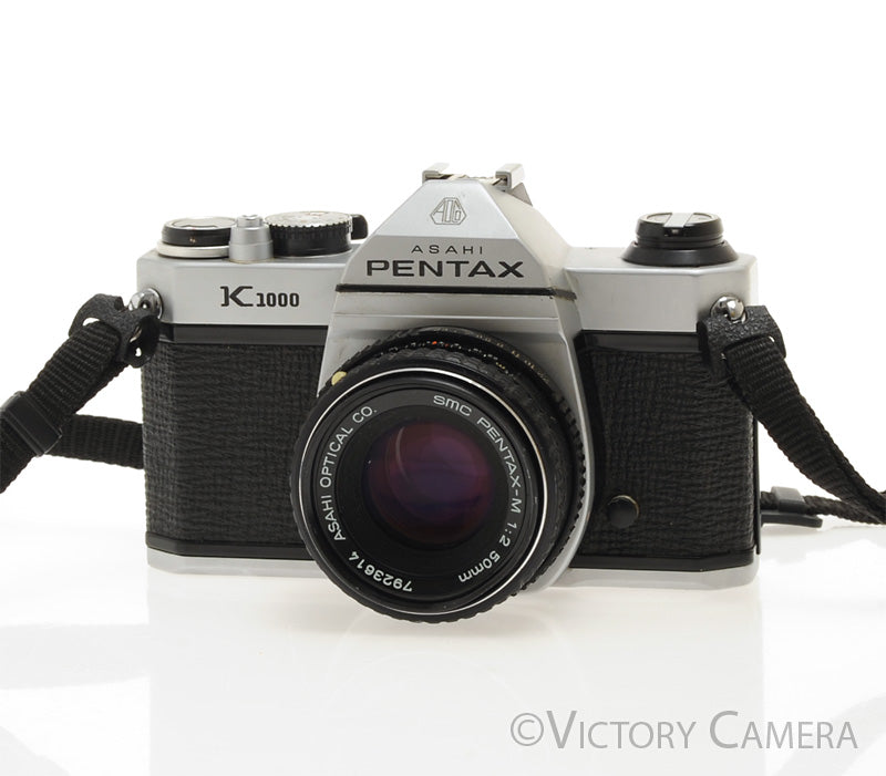 Pentax K1000 Chrome 35mm Film Camera w/ 50mm f2 Lens -New Seals- [EXC] - Victory Camera