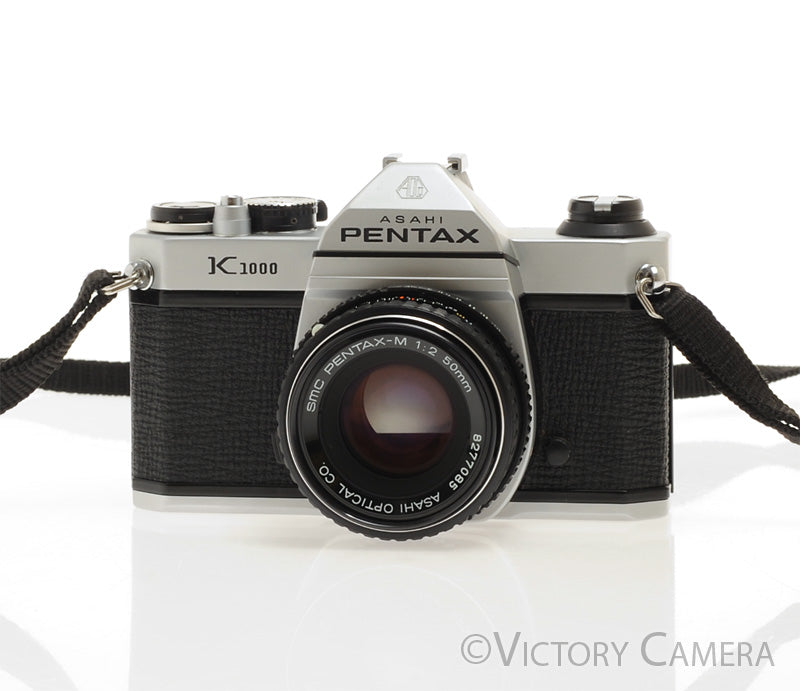 Pentax K1000 Chrome 35mm Film Camera w/ 50mm f2 Lens  [EXC+] - Victory Camera
