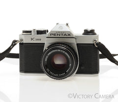 Pentax K1000 Chrome 35mm Film Camera w/ 50mm f2 Lens [EXC+]
