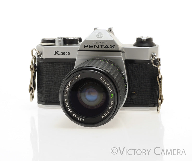 Pentax K1000 Chrome 35mm Film Camera w/ 35-75mm Zoom Lens [EXC] - Victory Camera