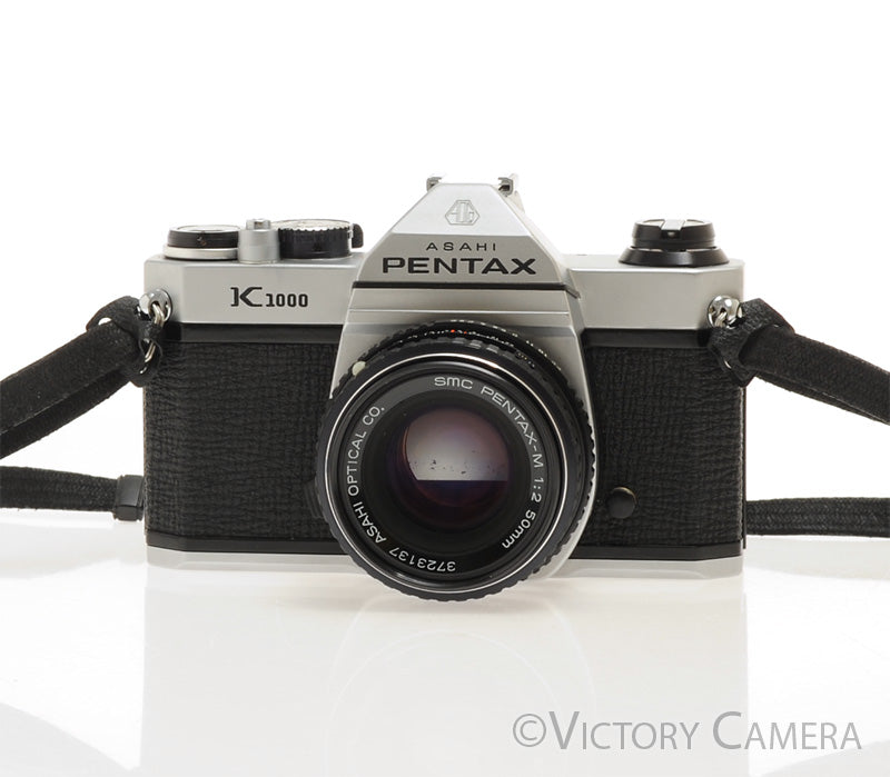 Pentax K1000 Chrome 35mm Film Camera w/ 50mm f2 Lens [EXC] - Victory Camera