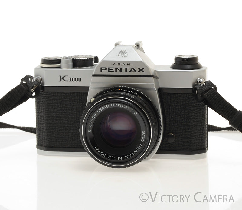 Pentax K1000 Chrome 35mm Film Camera w/ 50mm f2 Lens [EXC] - Victory Camera