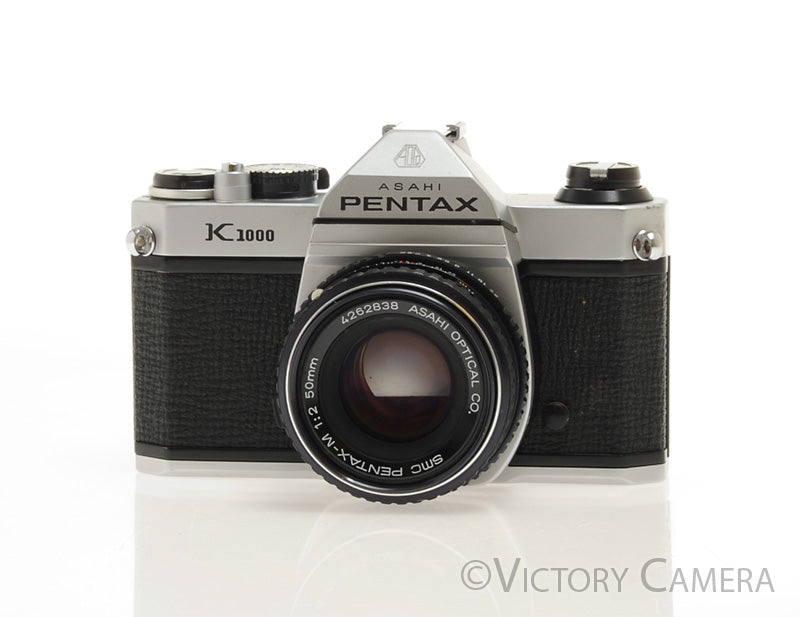 Pentax K1000 Chrome 35mm Film Camera w/ 50mm f2 Lens [EXC] - Victory Camera
