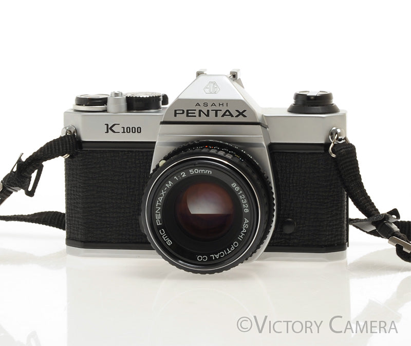Pentax K1000 Chrome 35mm Film Camera w/ 50mm f2 Lens [EXC] - Victory Camera