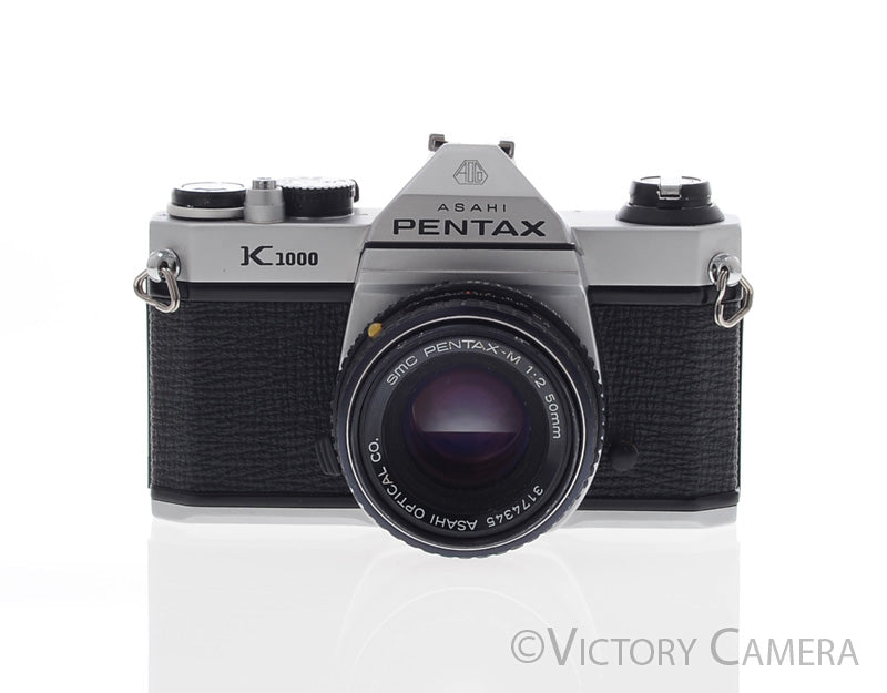 Pentax K1000 Chrome 35mm Film Camera w/ 50mm f2 Lens [EXC] - Victory Camera