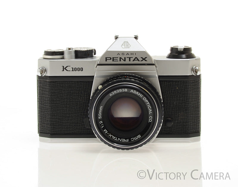 Pentax K1000 Chrome 35mm Film Camera w/ 50mm f2 Lens [EXC] - Victory Camera