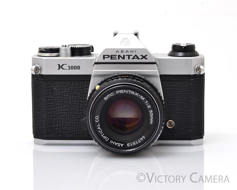 Pentax K1000 Chrome 35mm Film Camera w/ 50mm f2 Lens [EXC]