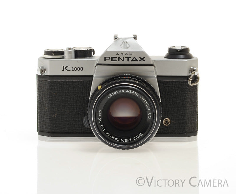 Pentax K1000 Chrome 35mm Film Camera w/ 50mm f2 Lens [EXC-]