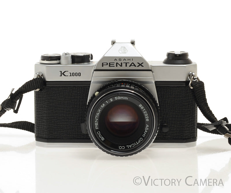 Pentax K1000 Chrome 35mm Film Camera w/ 50mm f2 Lens [EXC] - Victory Camera