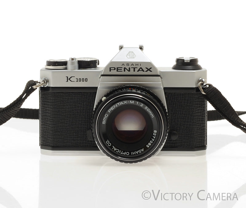 Pentax K1000 Chrome 35mm Film Camera w/ 50mm f2 Lens  [EXC+]