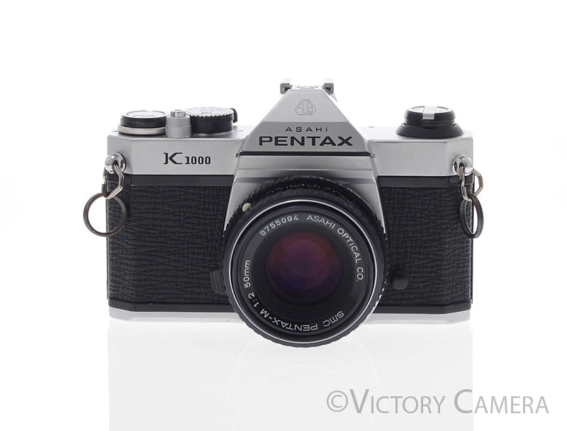 Pentax K1000 Chrome 35mm Film Camera w/ 50mm f2 Lens [EXC] - Victory Camera