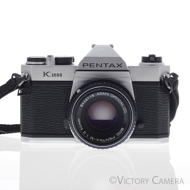 Pentax K1000 Chrome 35mm Film Camera w/ 50mm f2 Lens [EXC] - Victory Camera