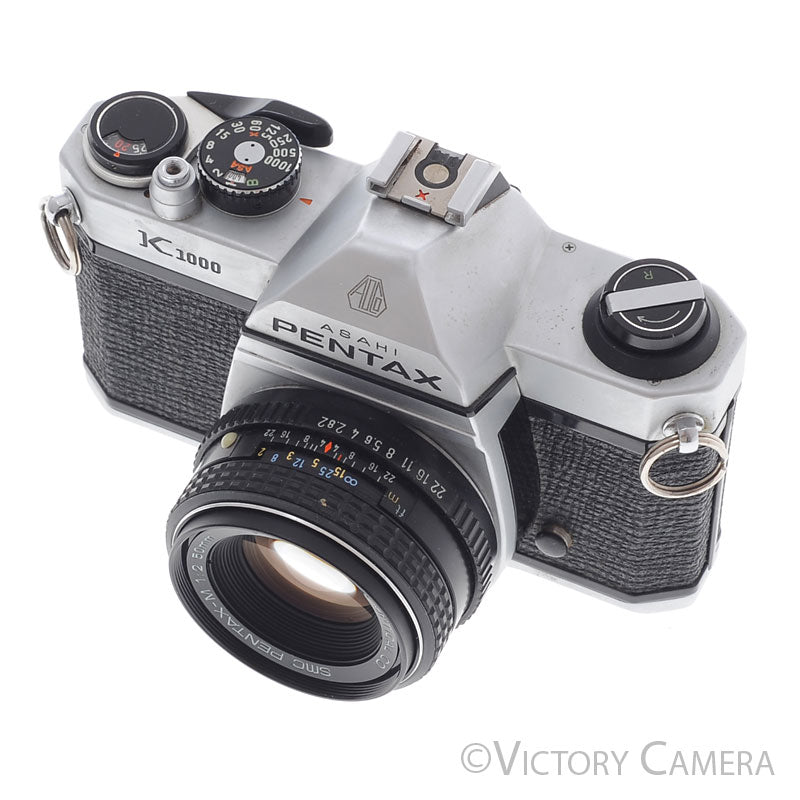 Pentax K1000 Chrome 35mm Film Camera w/ 50mm f2 Lens [EXC]