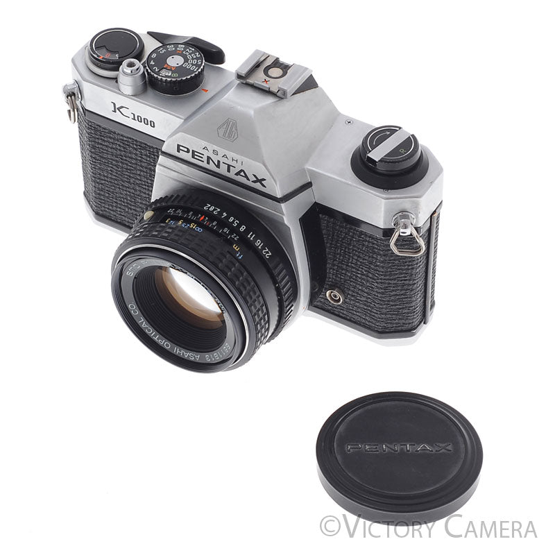Pentax K1000 Chrome 35mm Film Camera w/ 50mm f2 Lens [EXC+] - Victory Camera
