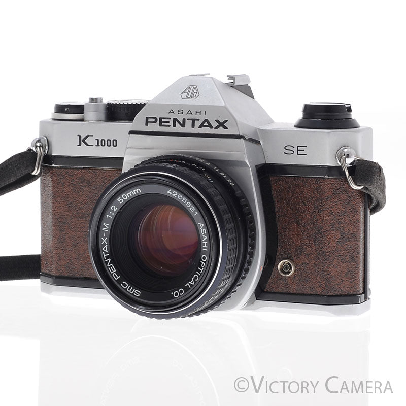 Pentax K1000 Chrome 35mm Film Camera w/ 50mm f2 Lens [EXC] - Victory Camera
