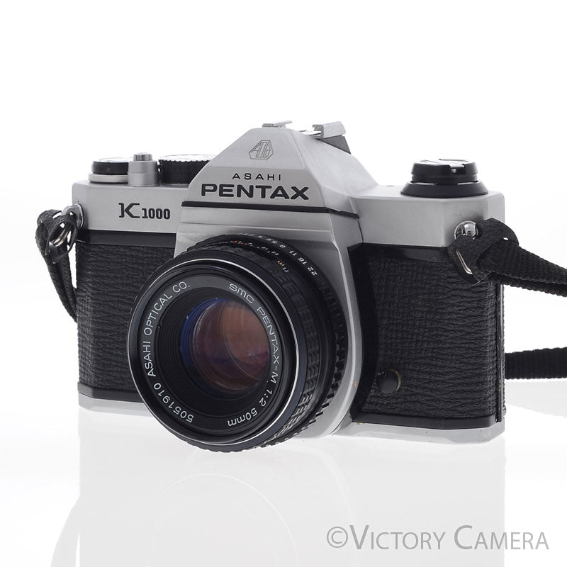 Pentax K1000 Chrome 35mm Film Camera w/ 50mm f2 Lens [EXC+] - Victory Camera