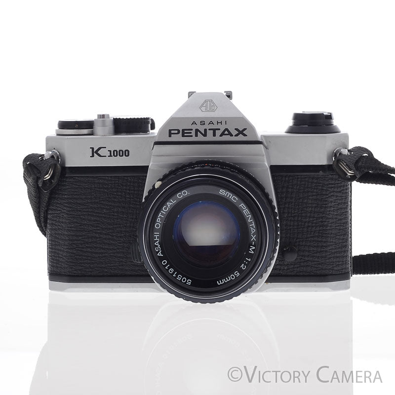 Pentax K1000 Chrome 35mm Film Camera w/ 50mm f2 Lens [EXC+] - Victory Camera