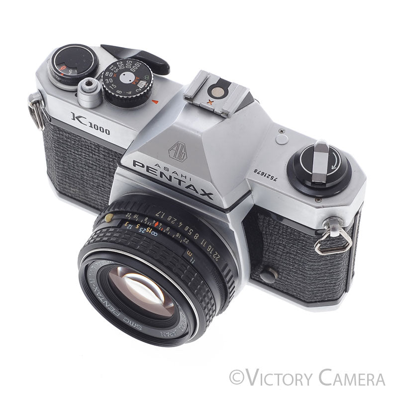 Pentax K1000 Chrome 35mm Film Camera w/ 50mm f1.7 Lens [EXC] - Victory Camera