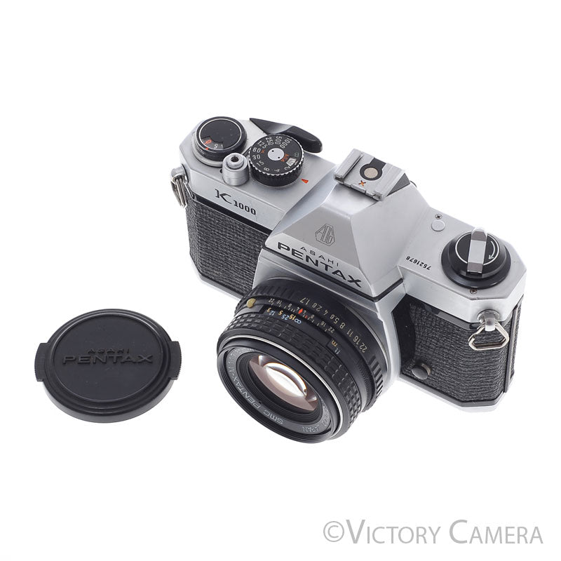 Pentax K1000 Chrome 35mm Film Camera w/ 50mm f1.7 Lens [EXC] - Victory Camera