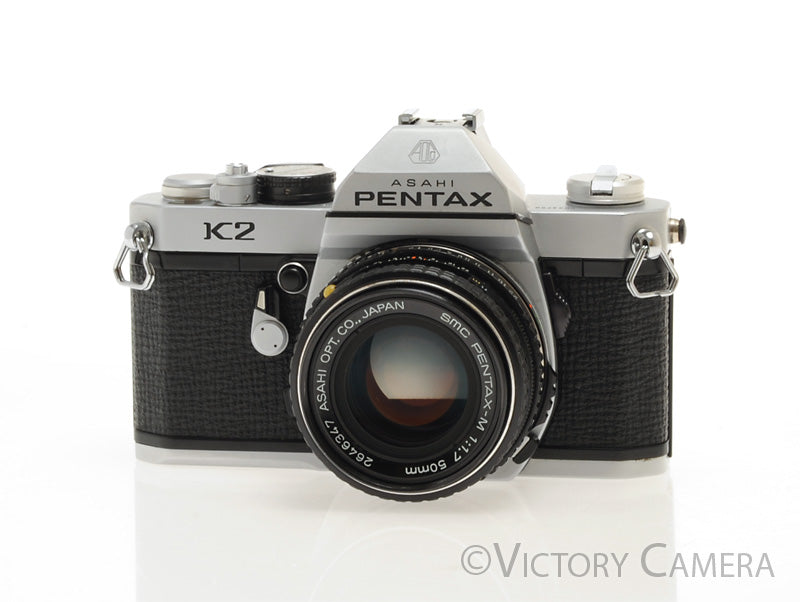 Pentax K2 Chrome 35mm Film Camera w/ Pentax-A 50mm f1.7 Lens [EXC] - Victory Camera