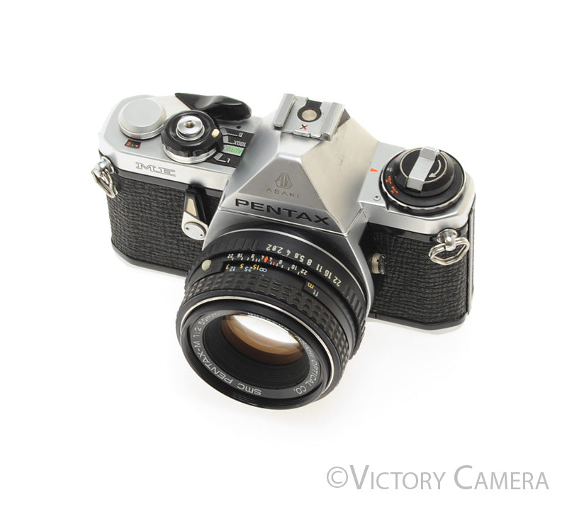 Pentax ME Chrome 35mm Camera w/ 50mm F2 Lens [EXC] - Victory Camera