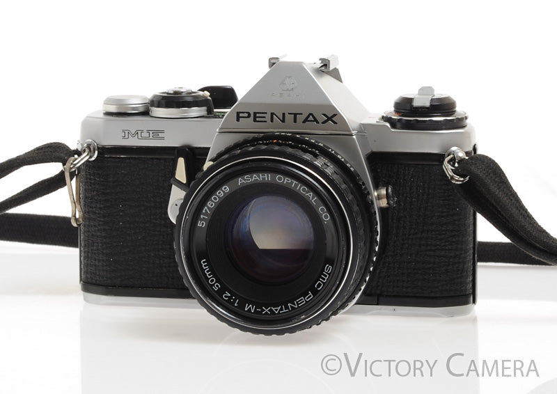 Pentax ME Chrome 35mm Camera w/ 50mm F2 Lens -New Seals-