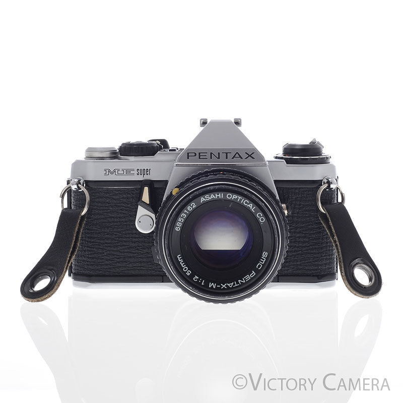Pentax ME Super Chrome 35mm SLR Camera w/ 50mm f2 Lens [EXC-] - Victory Camera