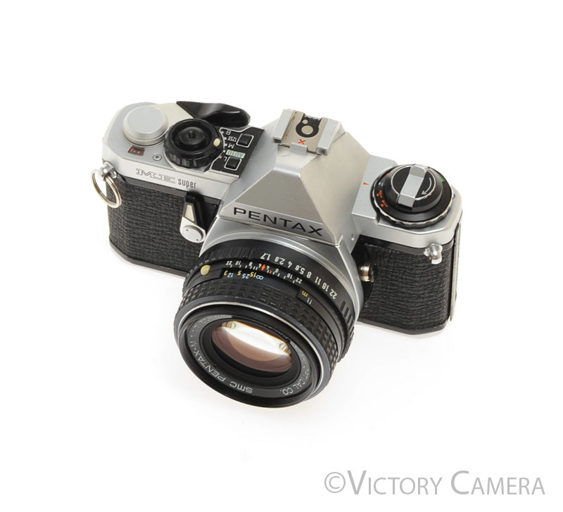 Pentax ME Super Chrome 35mm SLR Camera w/ 50mm f1.7 Lens [EXC+] - Victory Camera