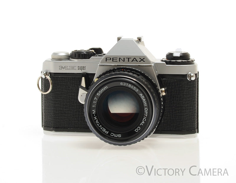 Pentax ME Super Chrome 35mm SLR Camera w/ 50mm f1.7 Lens [EXC+] - Victory Camera