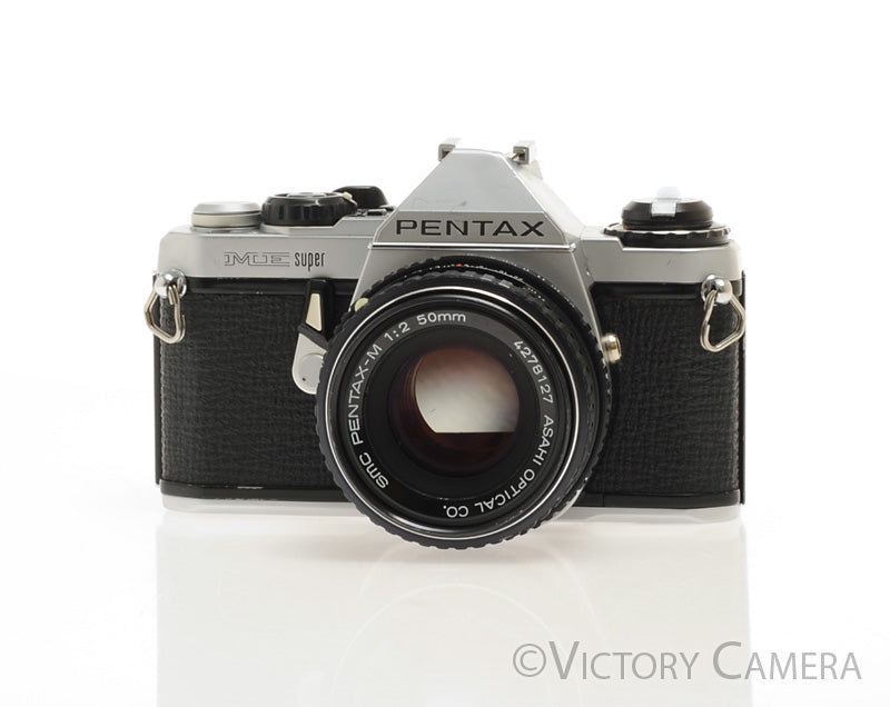 Pentax ME Super Chrome 35mm SLR Camera w/ 50mm f2 Lens [EXC] - Victory Camera