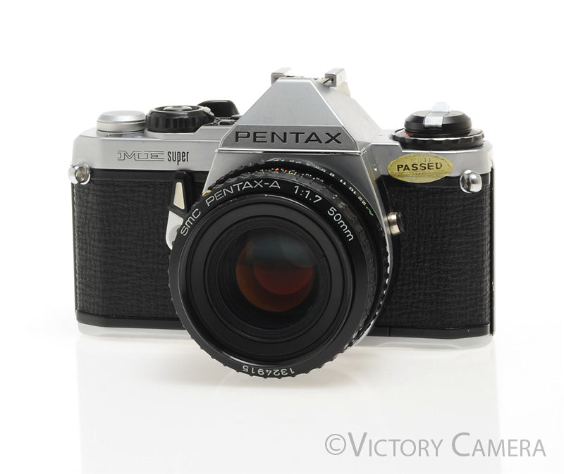 Pentax ME Super Chrome 35mm SLR Camera w/ 50mm f1.7 Lens -New Seals- [EXC] - Victory Camera