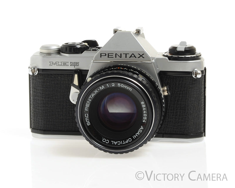Pentax ME Super Chrome 35mm SLR Camera w/ 50mm f2 Lens -New Seals- [EXC+] - Victory Camera
