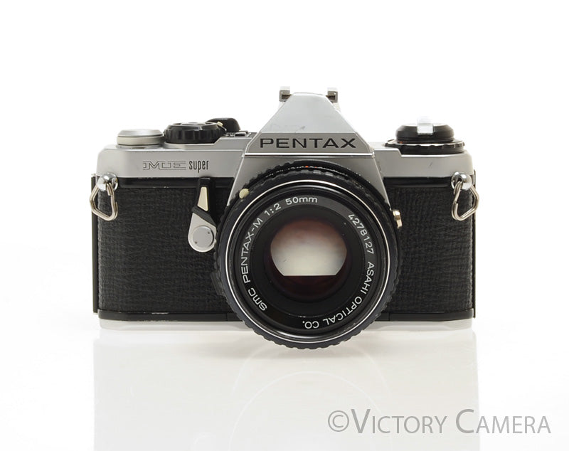 Pentax ME Super Chrome 35mm SLR Camera w/ 50mm f2 Lens [EXC] - Victory Camera