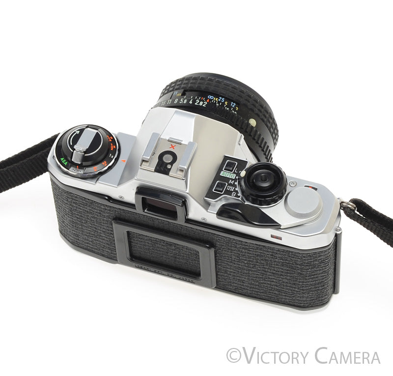 Pentax ME Super Chrome 35mm SLR Camera w/ 50mm f2 Lens -New Seals- [MINT-] - Victory Camera