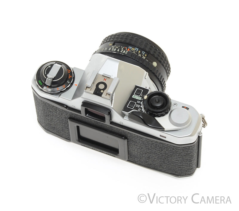 Pentax ME Super Chrome 35mm SLR Camera w/ 50mm f2 Lens -New Seals- [EXC-] - Victory Camera