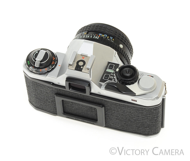 Pentax ME Super Chrome 35mm SLR Camera w/ 50mm f2 Lens -New Seals- [EXC] - Victory Camera