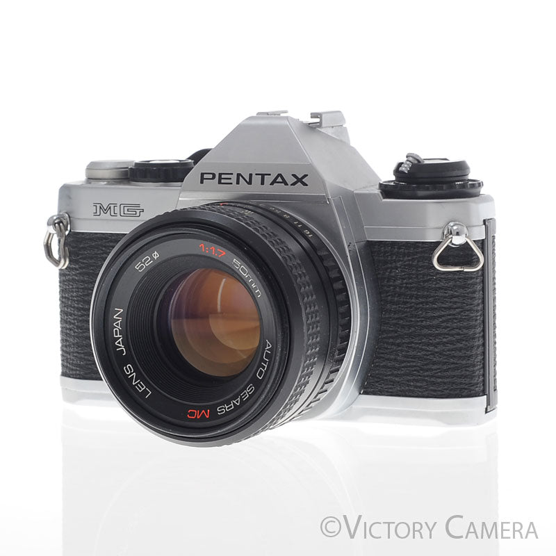Pentax MG Chrome 35mm Camera w/ 50mm f1.7 Prime Lens [EXC] - Victory Camera