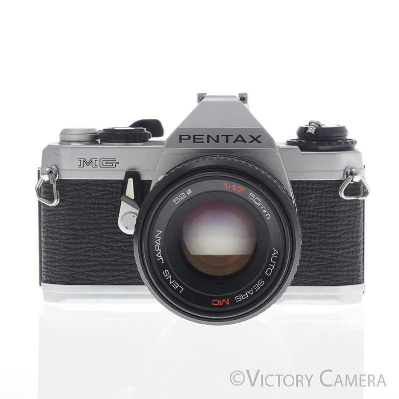 Pentax MG Chrome 35mm Camera w/ 50mm f1.7 Prime Lens [EXC] - Victory Camera