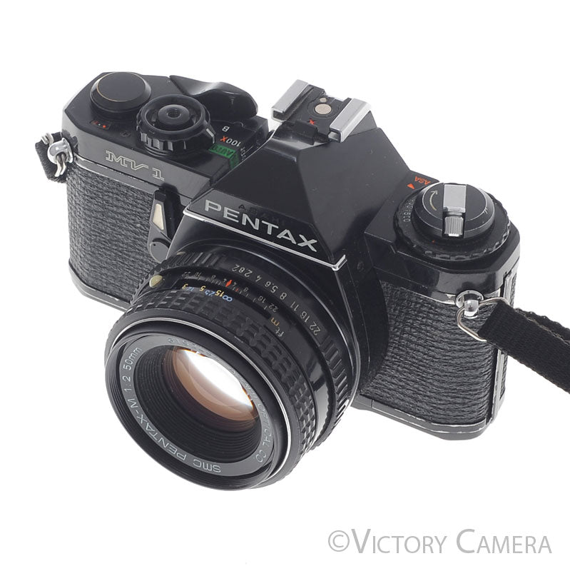 Pentax MV1 Black 35mm Camera w/ 50mm f2 Lens [EXC-] image 1