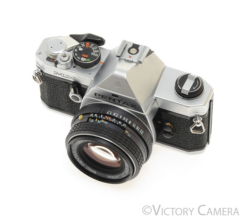 Pentax MX Chrome 35mm Camera w/ 50mm f1.7 Prime Lens -New Seals- [EXC+]