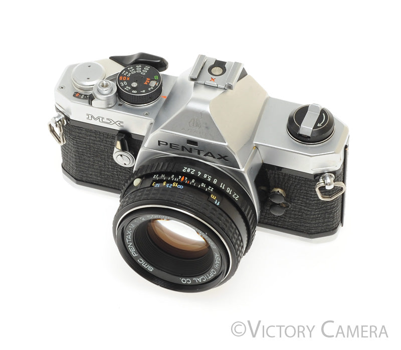 Pentax MX Chrome 35mm Camera w/ 50mm f2 Prime Lens -New Seals- [EXC+]