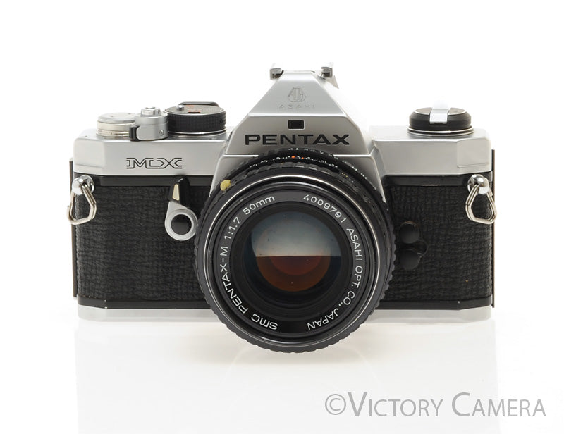 Pentax MX Chrome 35mm Camera w/ 50mm f1.7 Prime Lens -New Seals- [EXC+]