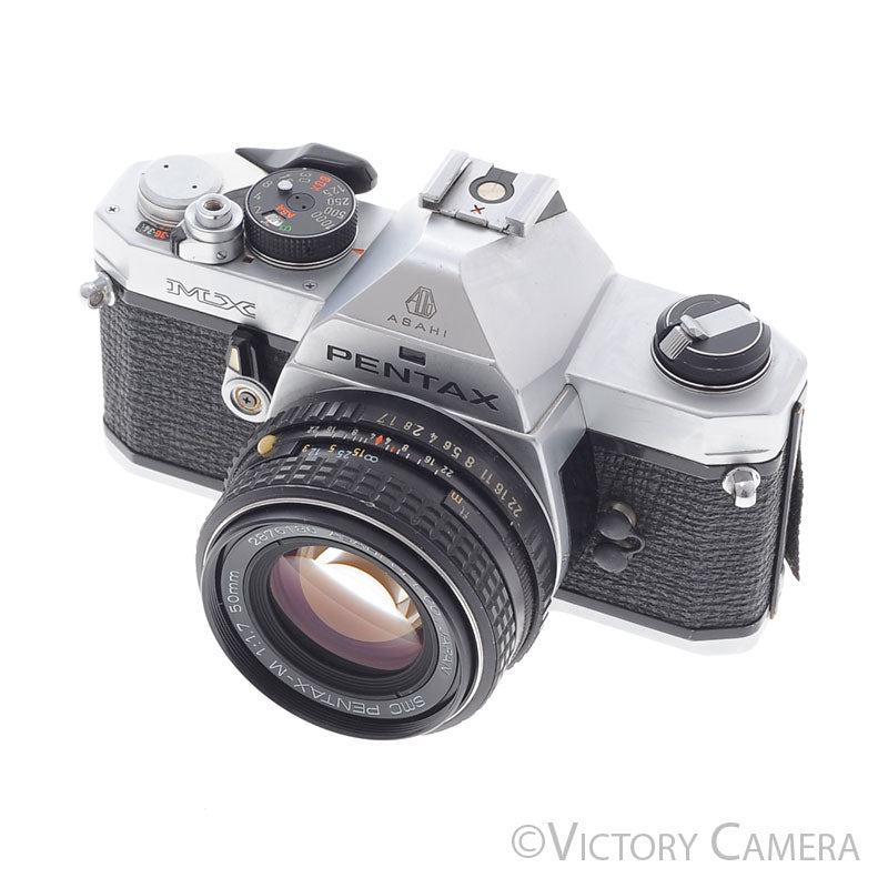 Pentax MX Chrome 35mm Camera w/ 50mm f1.7 Prime Lens [EXC-] - Victory Camera
