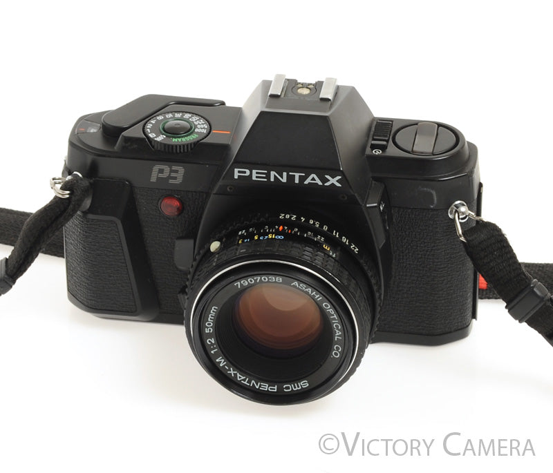 Pentax P3 35mm Film Camera w/ 50mm f2 Prime Lens -Good Seals- [EXC] - Victory Camera