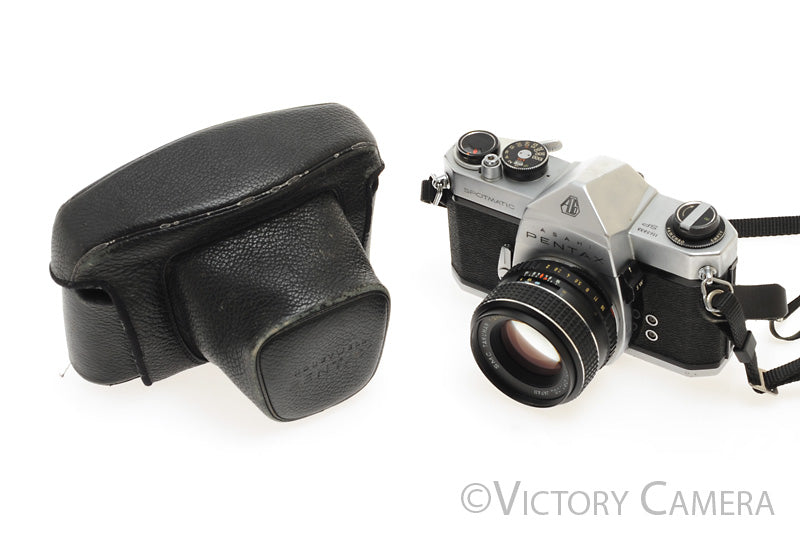 Pentax Spotmatic Chrome 35mm Camera w/ 55mm f2 Lens w/ Case -No Meter- [EXC-]