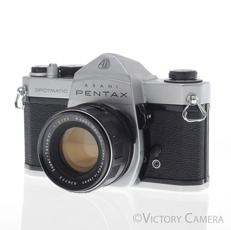 Pentax Spotmatic SP Chrome 35mm Camera w/ 55mm f2 Lens -No Meter- [EXC-] image 2