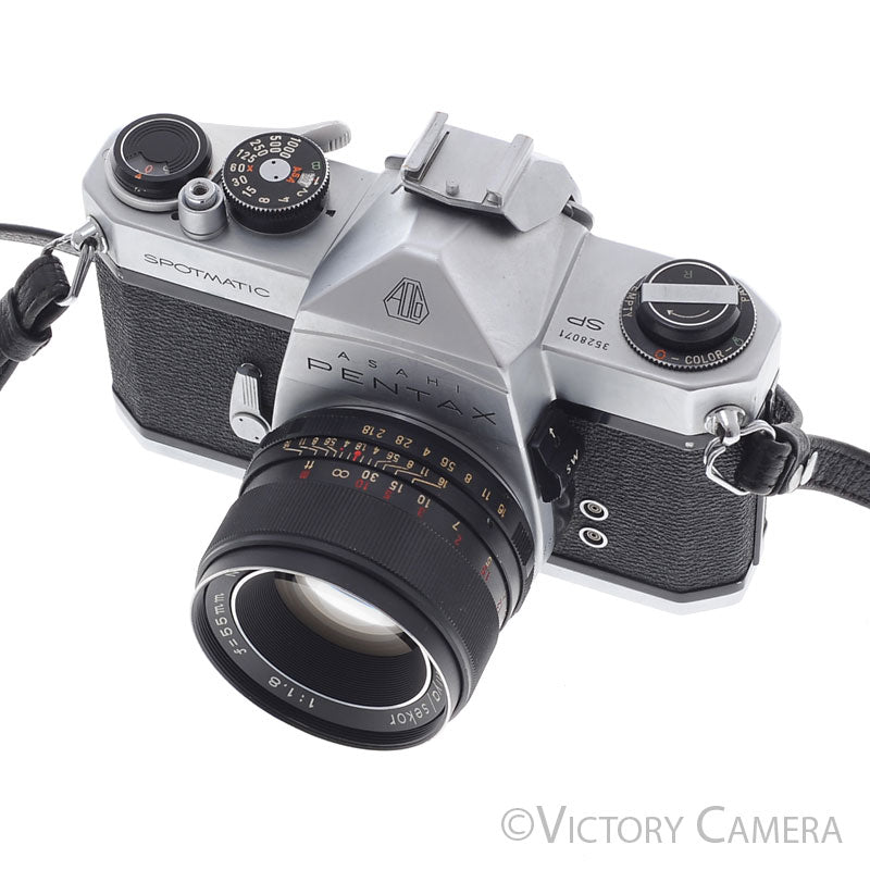 Pentax Spotmatic SP Chrome 35mm Camera w/ 55mm f1.8 Lens -No Meter- [EXC-]