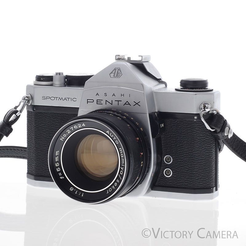 Pentax Spotmatic SP Chrome 35mm Camera w/ 55mm f1.8 Lens -No Meter- [EXC-]