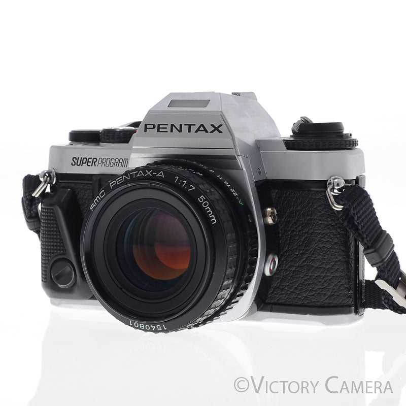 Pentax Super Program Chrome 35mm Film Camera w/ 50mm F1.7 Lens [EXC+] - Victory Camera
